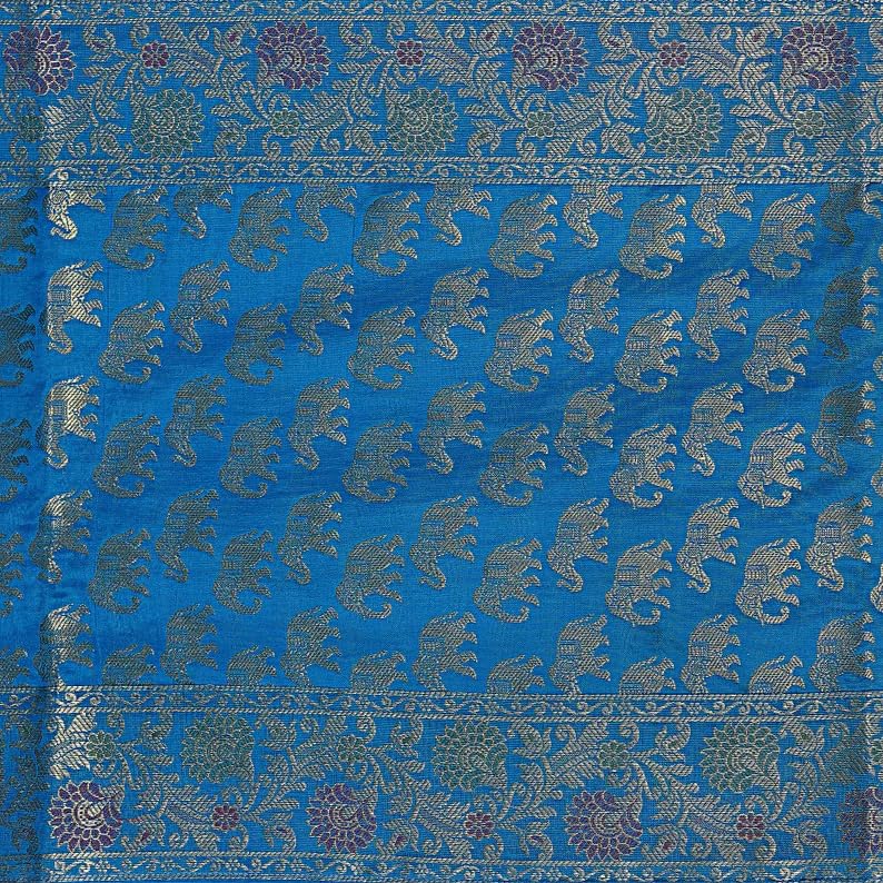 Image of Living Room Decor Handmade Banarasi Silk Table Runner for Center /Dining Table (16 x 60 Inches) (Heavy Zari Brocade ) (Turquoise)