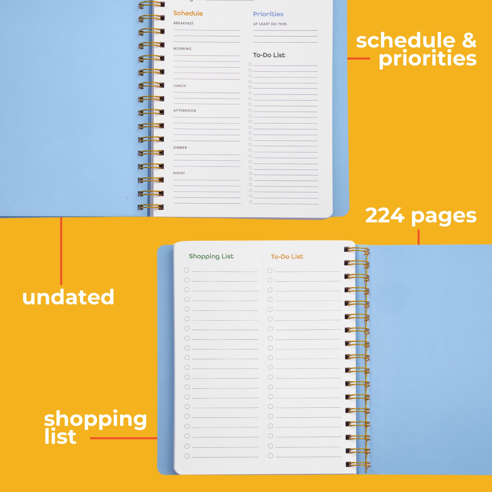 ban.do Undated Daily To Do Planner, Personal Organizer Schedule Planner with Meal Plan and To Do Lists, Botanical Cream - Image 3
