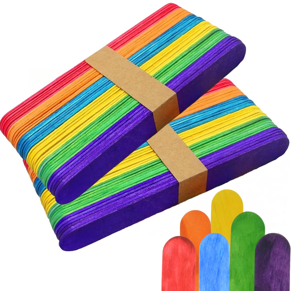 100 Jumbo Lollipop Sticks Kids Wood Crafts Painting Waxing Lolly Popsicle 150mm Large Smooth Coloured Wooden 6 Inch - Image 2