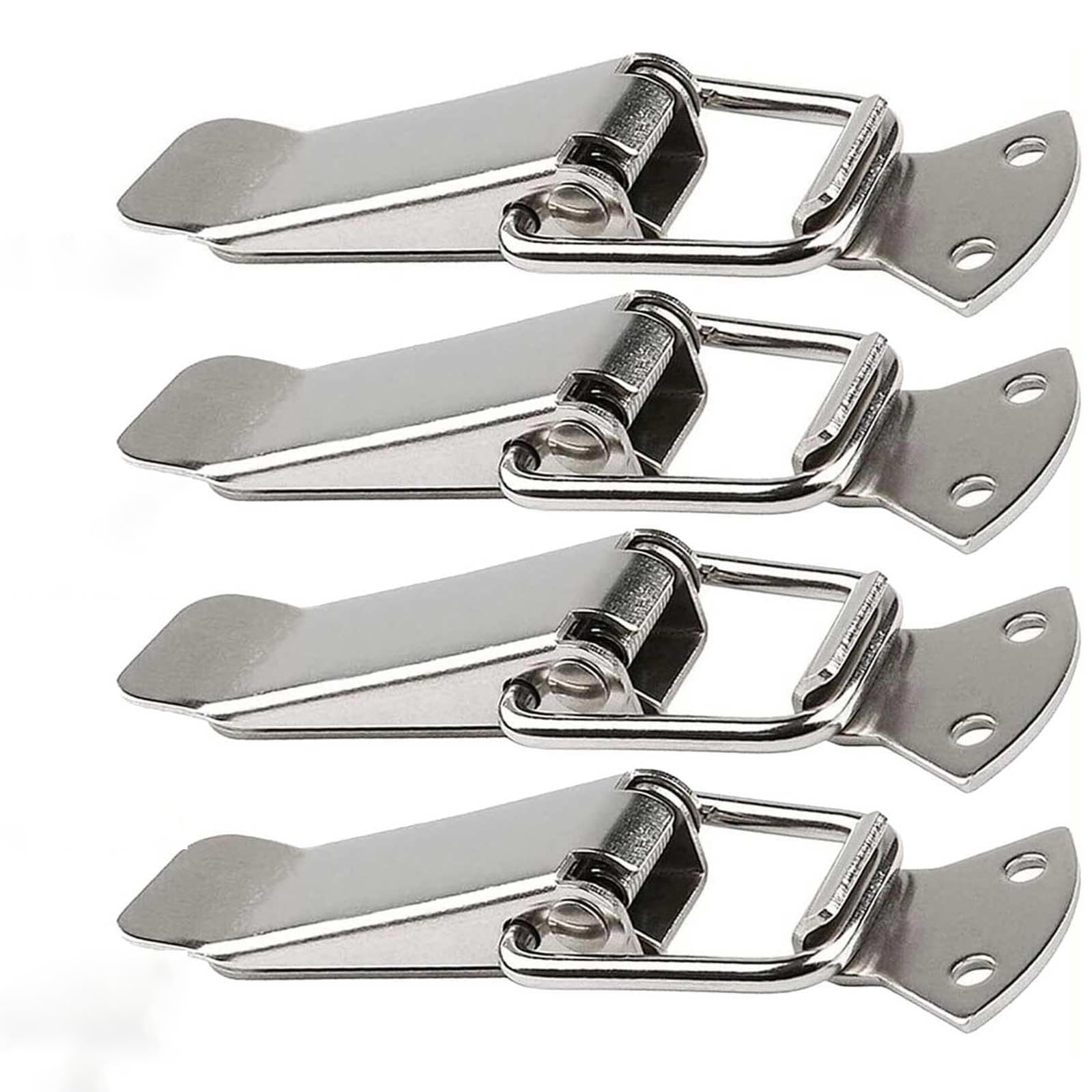 Generic 4pcs Stainless Steel Tension Clasp, Spring Toggle Latch Hasp, Catch Clamp Clip, Box Closure, Toggle Latch, Cap Lock for Toolbox Drawer Chest Case Cabinet