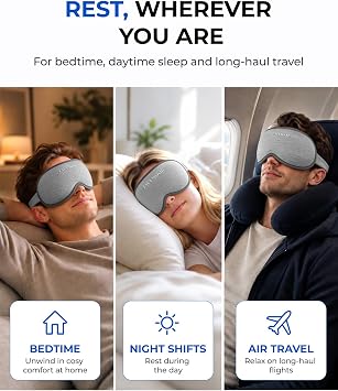 Blackout Eye Mask for Sleeping, 3D Weighted Sleep Mask for Airplane Travel