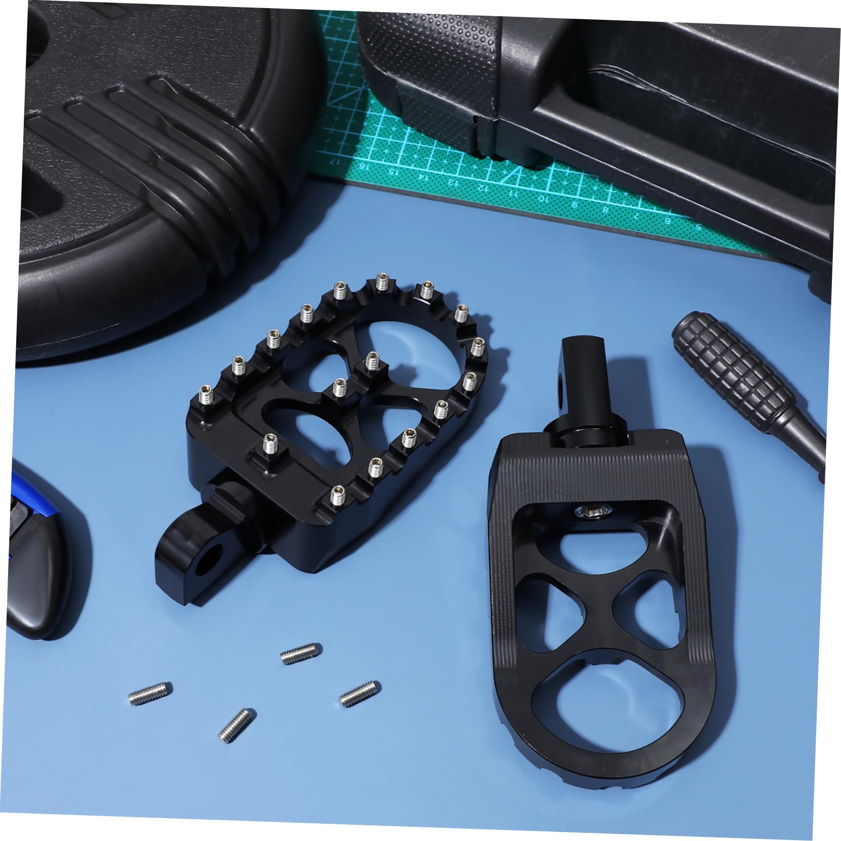 Estriberas de Aluminio Cnc para Moto de Cross, Negro, Reposapiés de Motor Compatibles, Diseño Antideslizante, Ligero y Resistente, Accesorio para Motocross y Off-road