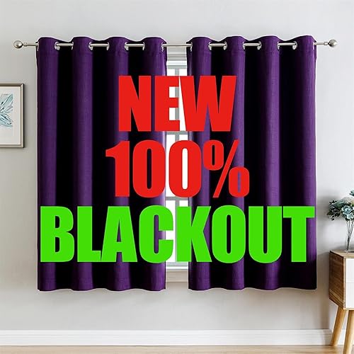 G2000 Cortinas 100% opacas para dormitorio, sala de estar, cortinas de 84 pulgadas de largo, cortinas moradas para oscurecer la habitación, cortinas
