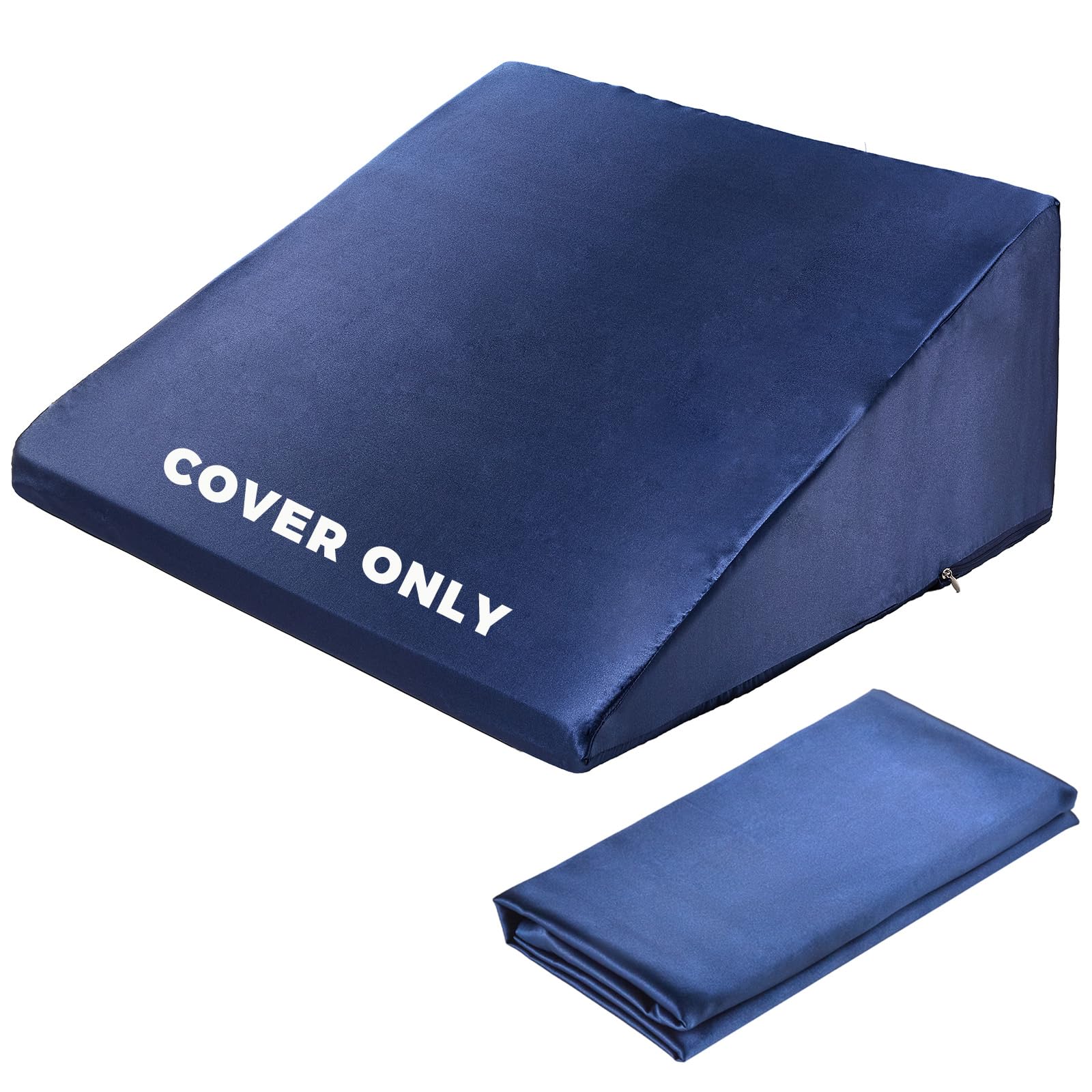 Couzssyhi Satin Wedge Pillow Case Cover, Silky Covers for Bed Wedge Pillows, Removable & Machine Washable Cases with Zipper, 1 Pack，Only Pillowcase(