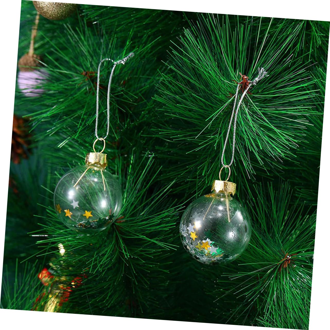 12stücke Transparente mit Anhänger Hängende Christbaumkugel-Ornamente für Fensterdeko Weihnachtsbaumdekoration und Partyzubehör