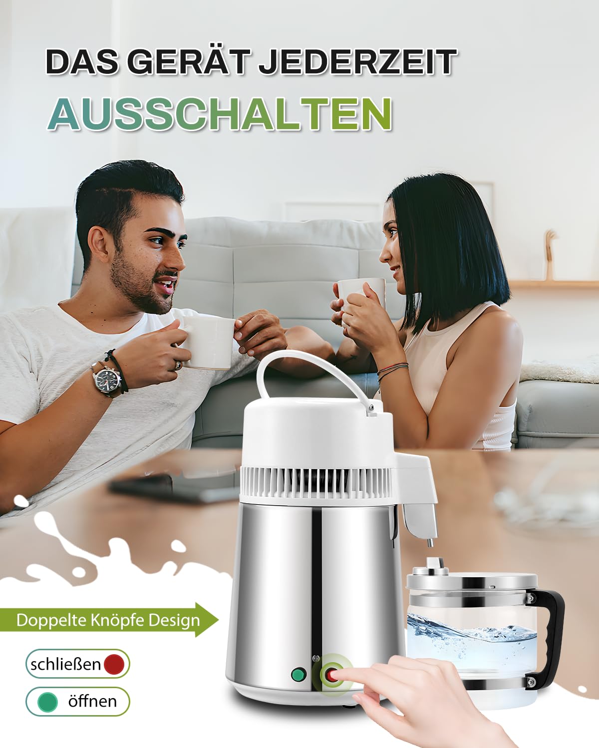 Destilador de agua 4L destilador agua de acero inoxidable máquina destiladora de agua 220V Water Distiller para destilar agua pura en casa con jarra