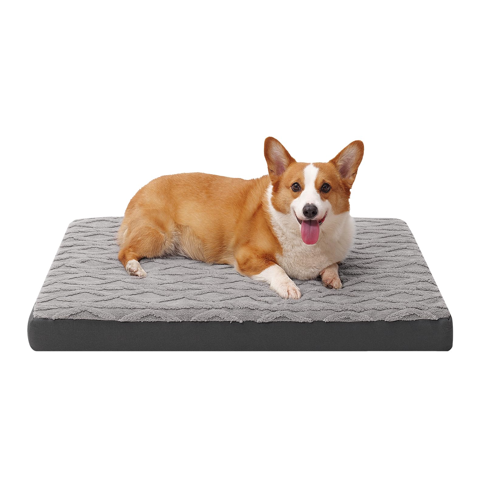 Maihandasi Orthopedic Dog Crate Bed Waterproof Plush Pet Mattress with Removable Washable Cover Non-Slip Bottom Big Memory Foam