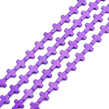 Elecrelive 100Pcs Turquoise Cross Beads Blue Violet Crucifix Spacer Beads Religious Cross Charms for Easter Jewelry Bracelet Necklace Keychain Making