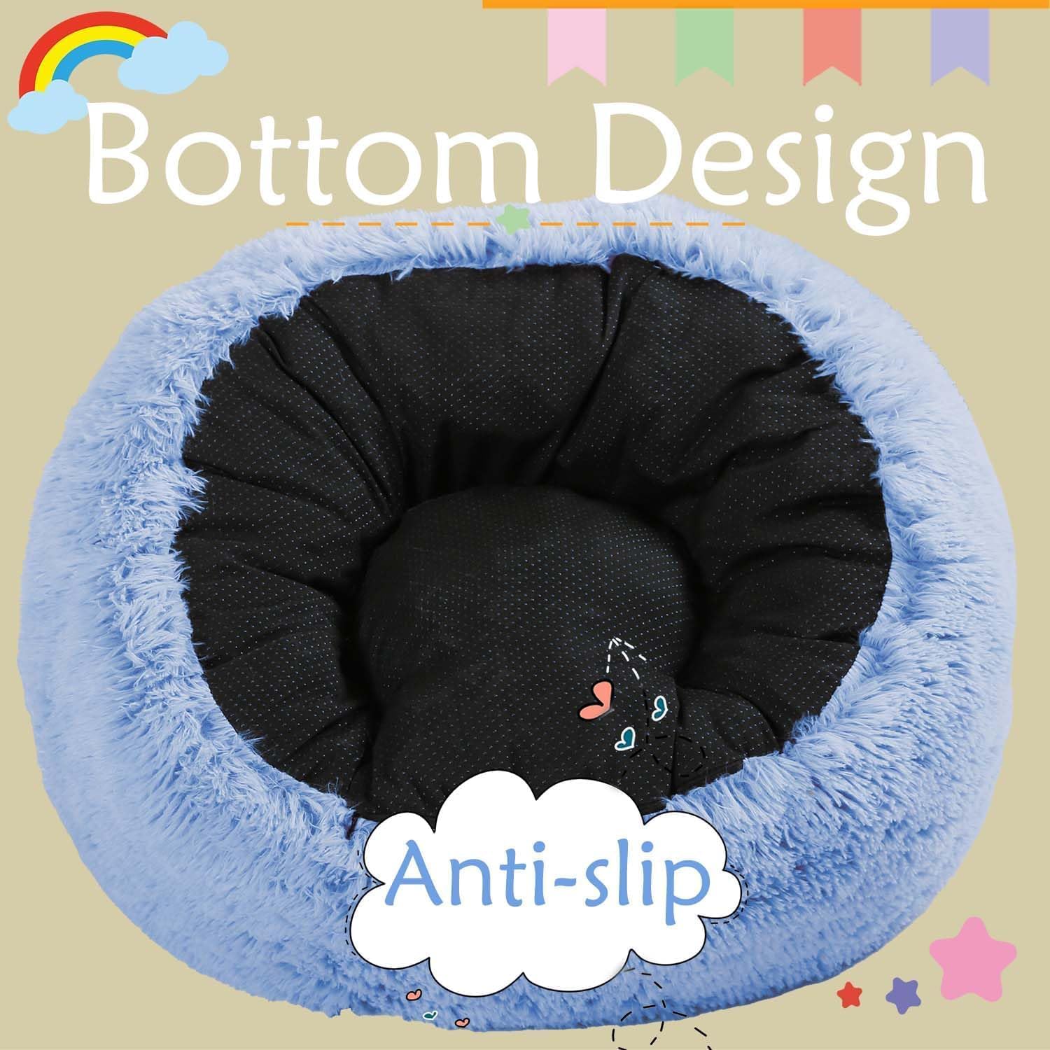 Fluffy Bean Bag Chair for Kids, with Soft Plush Faux Fur Cover, 2.5FT Round Memory Foam Bean Bag Chairs for Teens & Kids, Ultra Soft Sofa for Living Room/Bedroom/Dorm,Blue