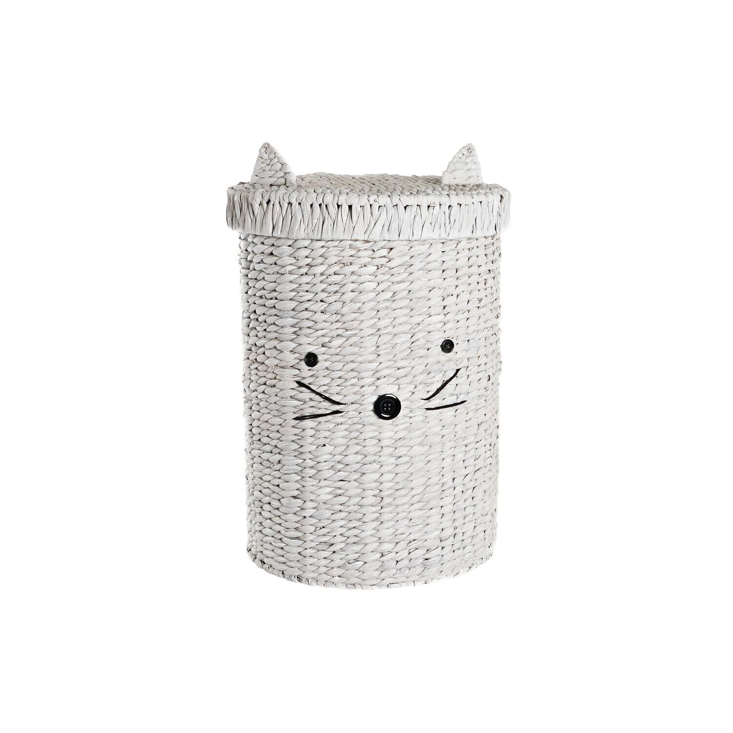 CESTA ROPA FIBRA 42X42X63 GATO BLANCO
