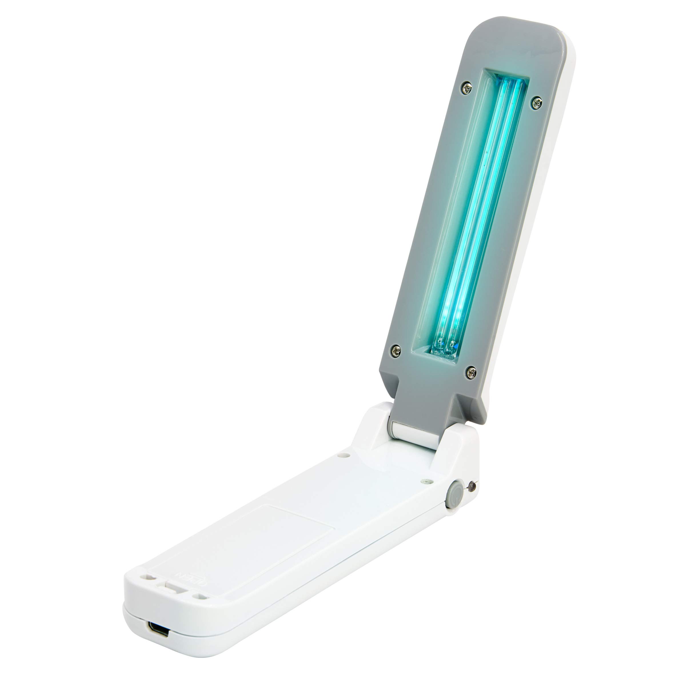 Mediaconcept UV disinfectant to protect against bacteria, UV-C light removes all bacteria on surfaces, UltraVoilet disinfectant with USB cable and battery (white).