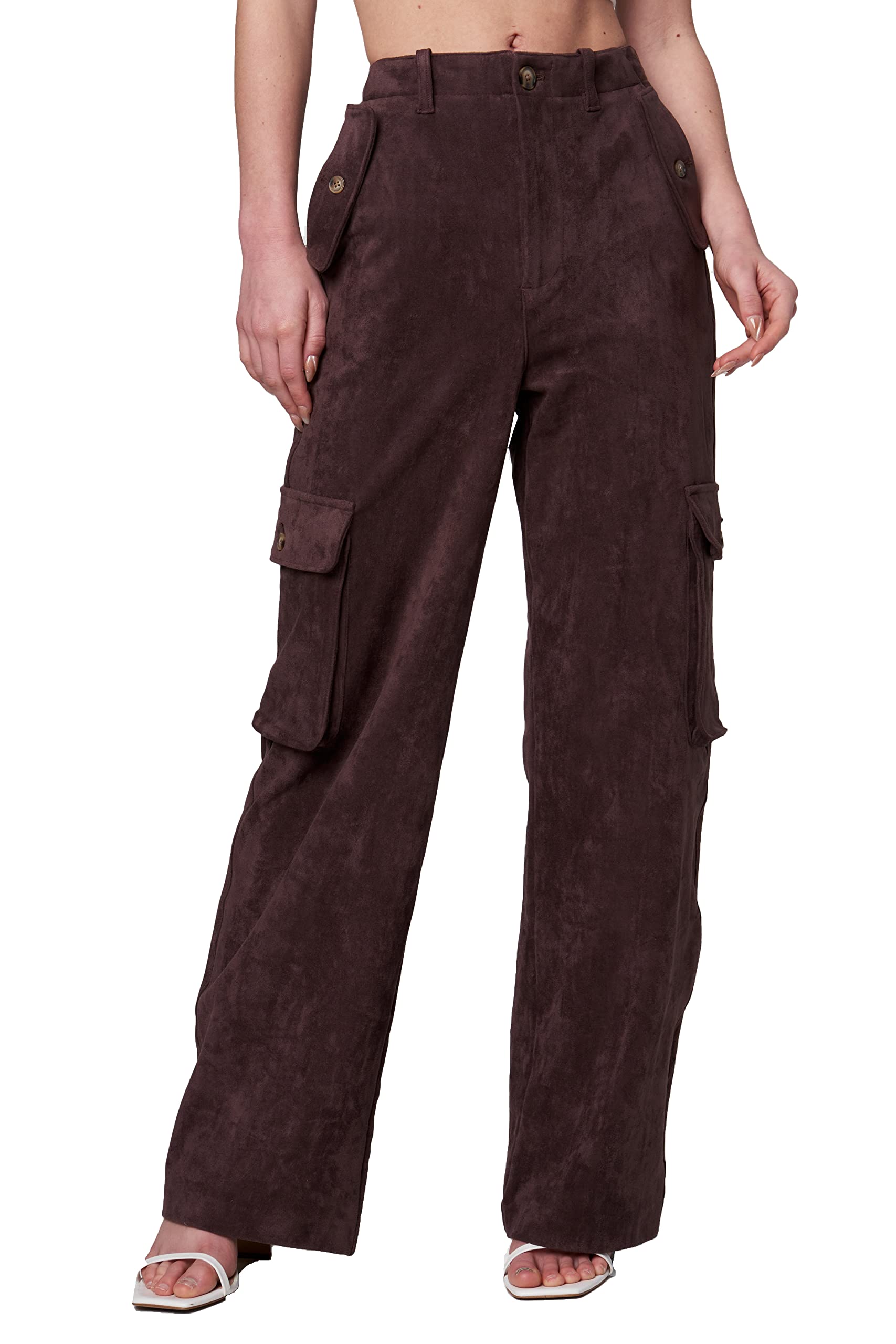 [BLANKNYC] Womens Franklin Faux Suede Cargo Pant