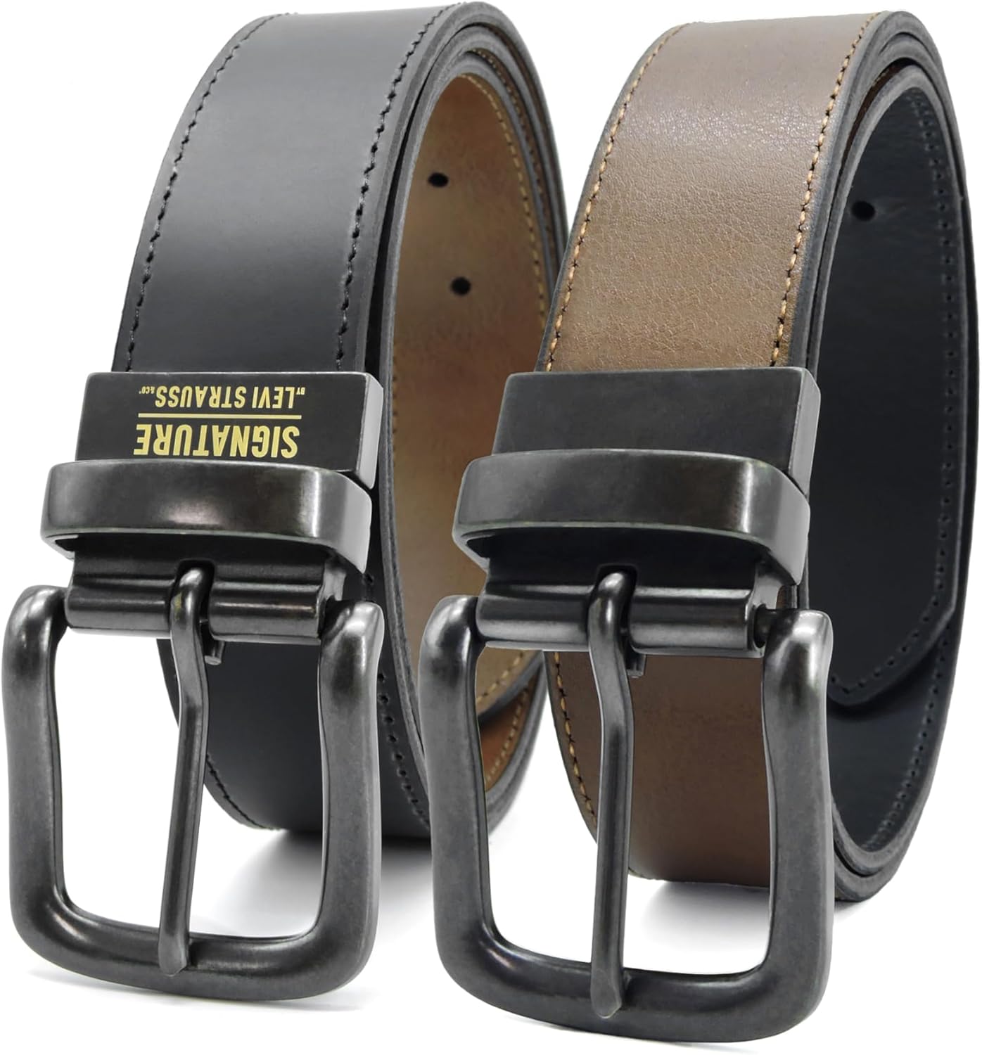 Levi Strauss Signature - Premium Leather Reversible Belt for Men for Jeans, Work, Dress & Casual pants | Cinturon Para Hombre