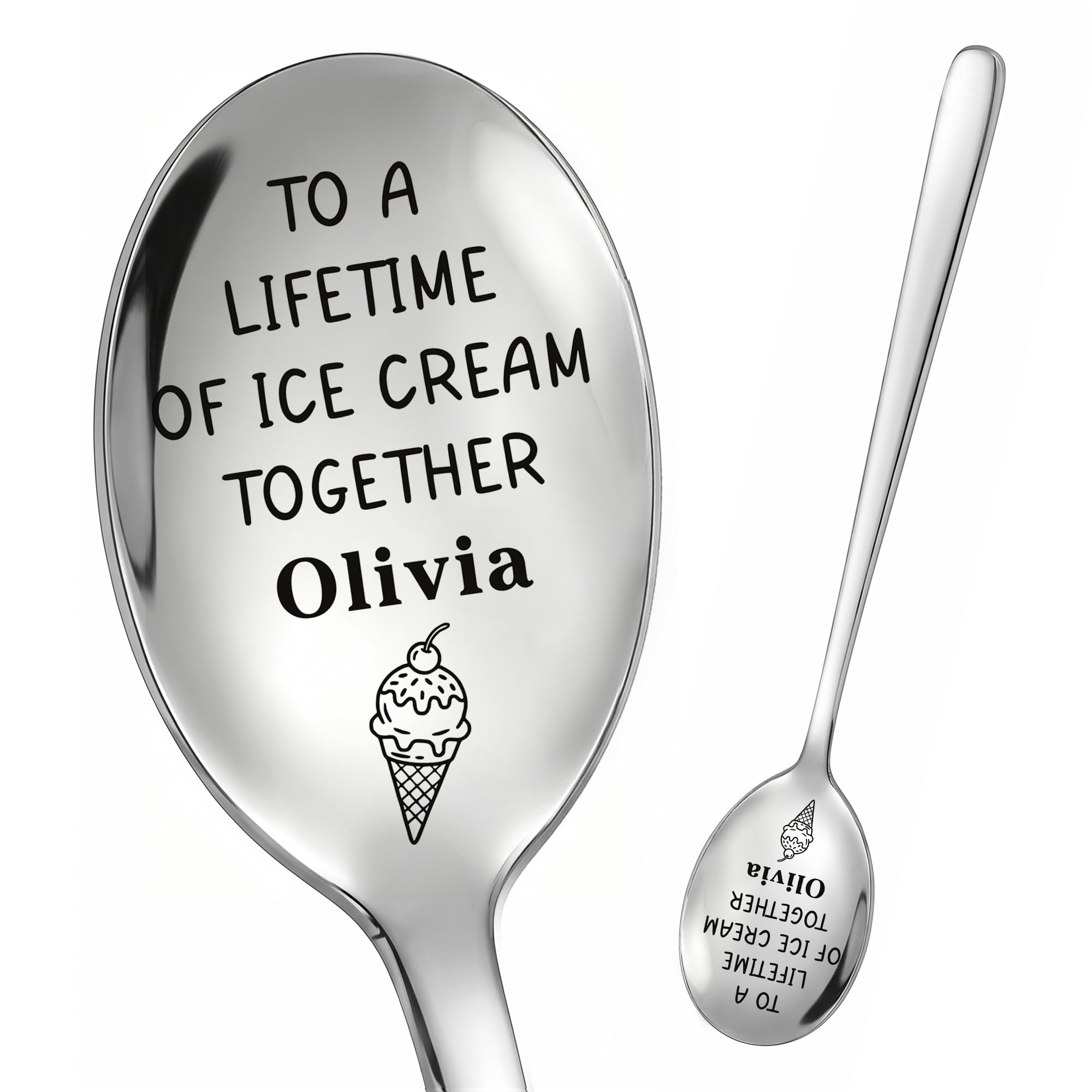 EDSG 1Pc Personalised Ice Cream Scoop, Stainless Steel Ice Cram Shovel for Ice Cream Lover, Personalised Funny Gifts for Grandad Dad Women Boyfriend Fathers Day Birthday Christmas (1PC-Design 3)