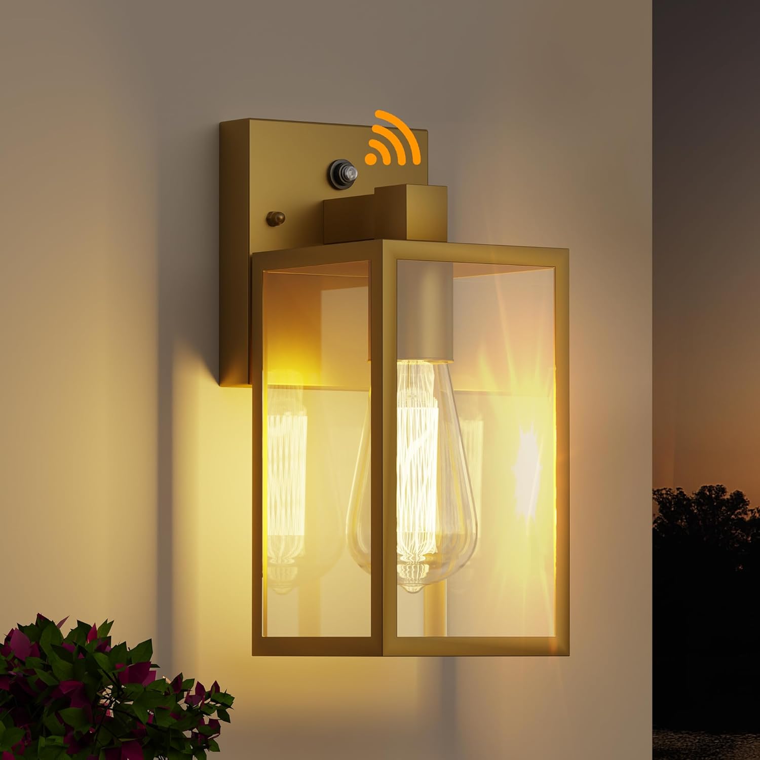 WIHTU Gold Dusk to Dawn Porch Lights, Exterior Lighting Fixtures for House, Waterproof Outdoor Wall Lights Wall Sconce Lamp, Anti Rust Coach Lights for Doorway, Garage