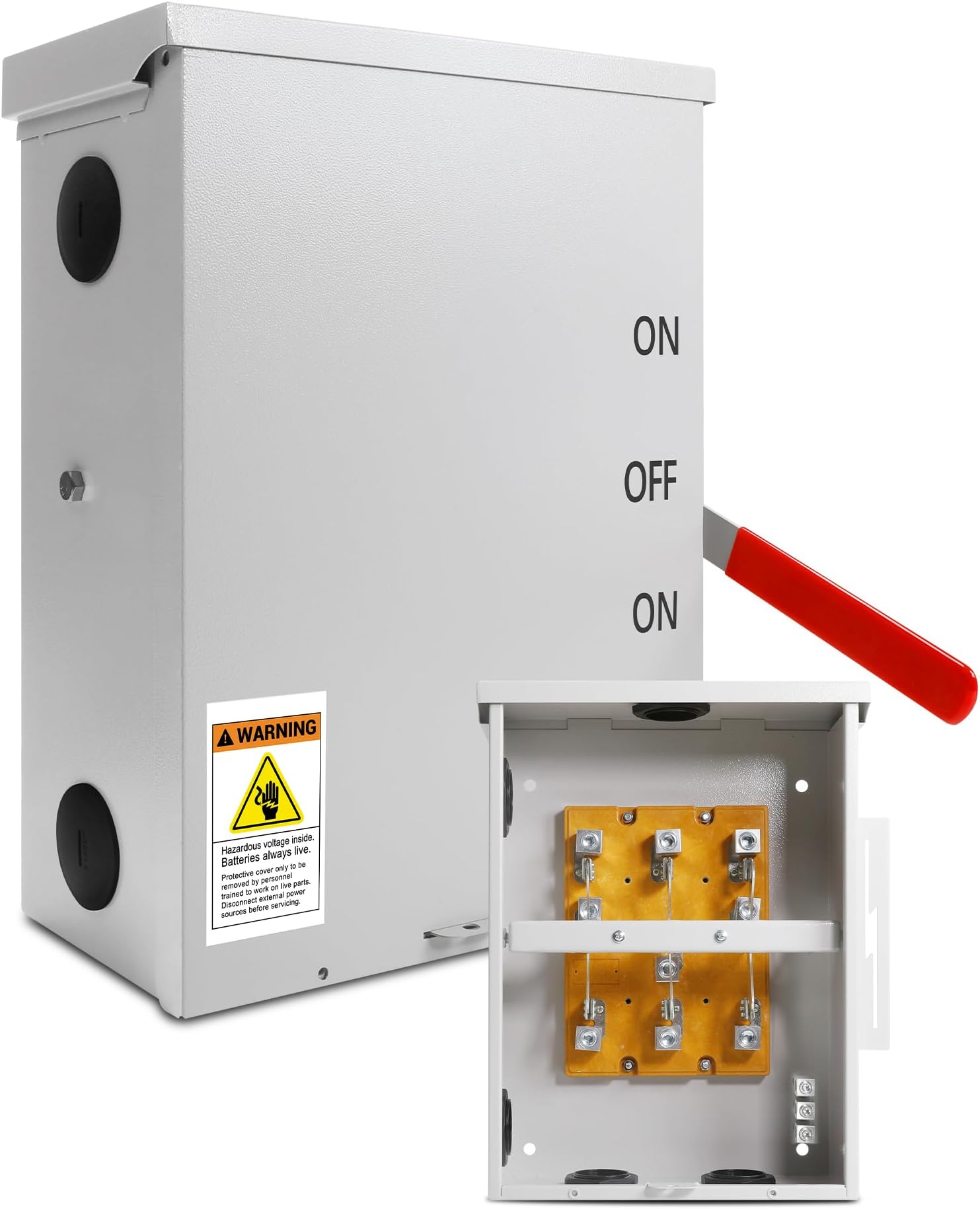200A Generator Transfer Switch, 200 Amp Manual Transfer Switch, 3P 120/240V-Volt Transfer Switch, 48000W General-Duty Double-Throw Safety Switch, Meeting NEMA 3R Standards for Outdoor and Indoor