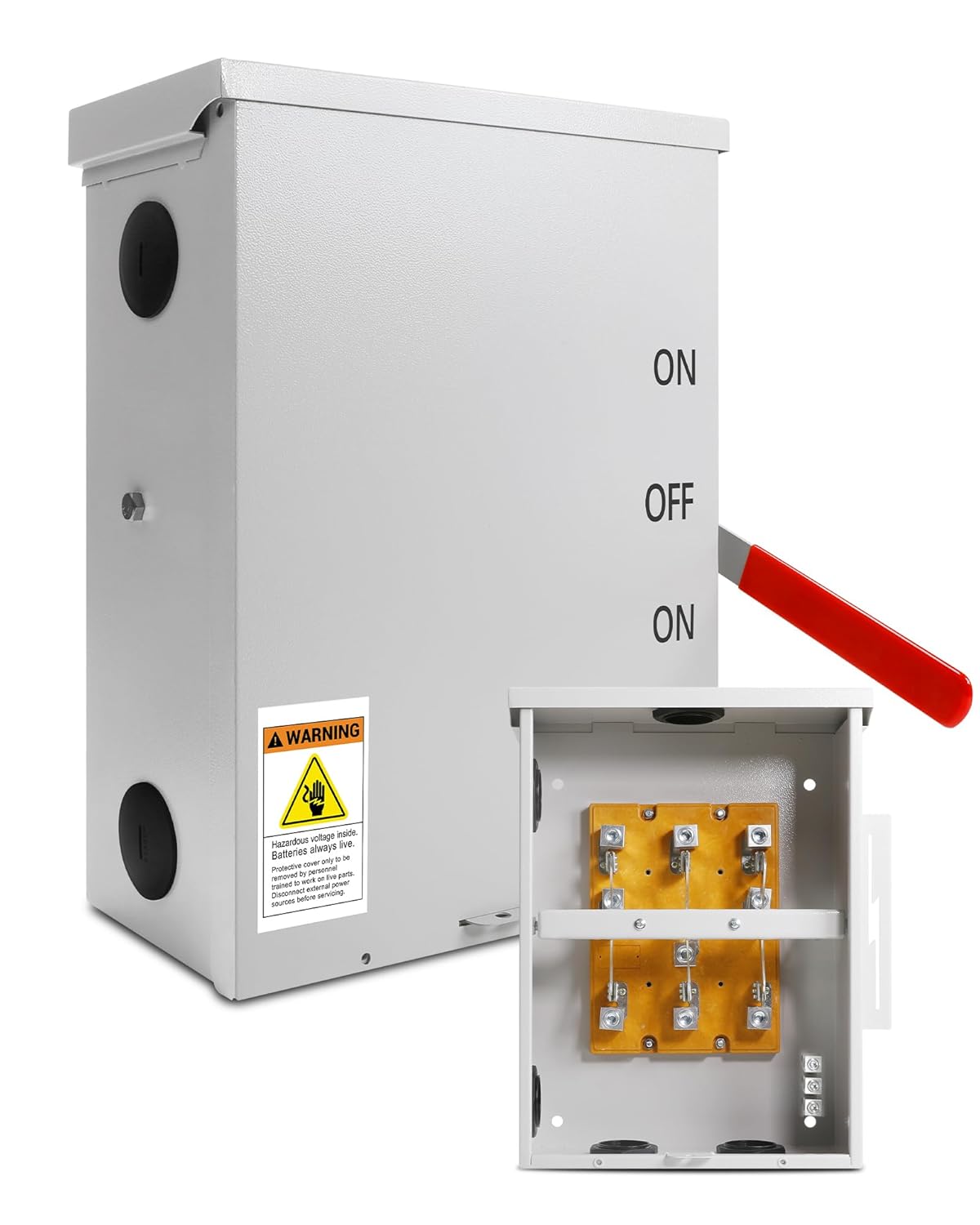 200 Amp Transfer Switch, 3P 120/240V, 48000W General-Duty Double-Throw Safety Switch, Meeting NEMA 3R Standards for Outdoor and Indoor