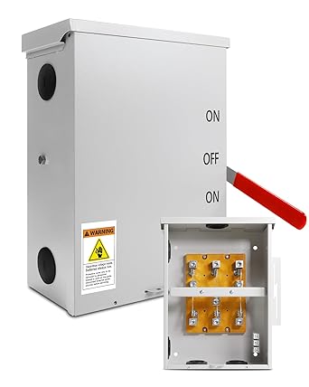 200 Amp Transfer Switch, 3P 120/240V, 48000W General-Duty Double-Throw Safety Switch, Meeting NEMA 3R Standards for Outdoor and Indoor