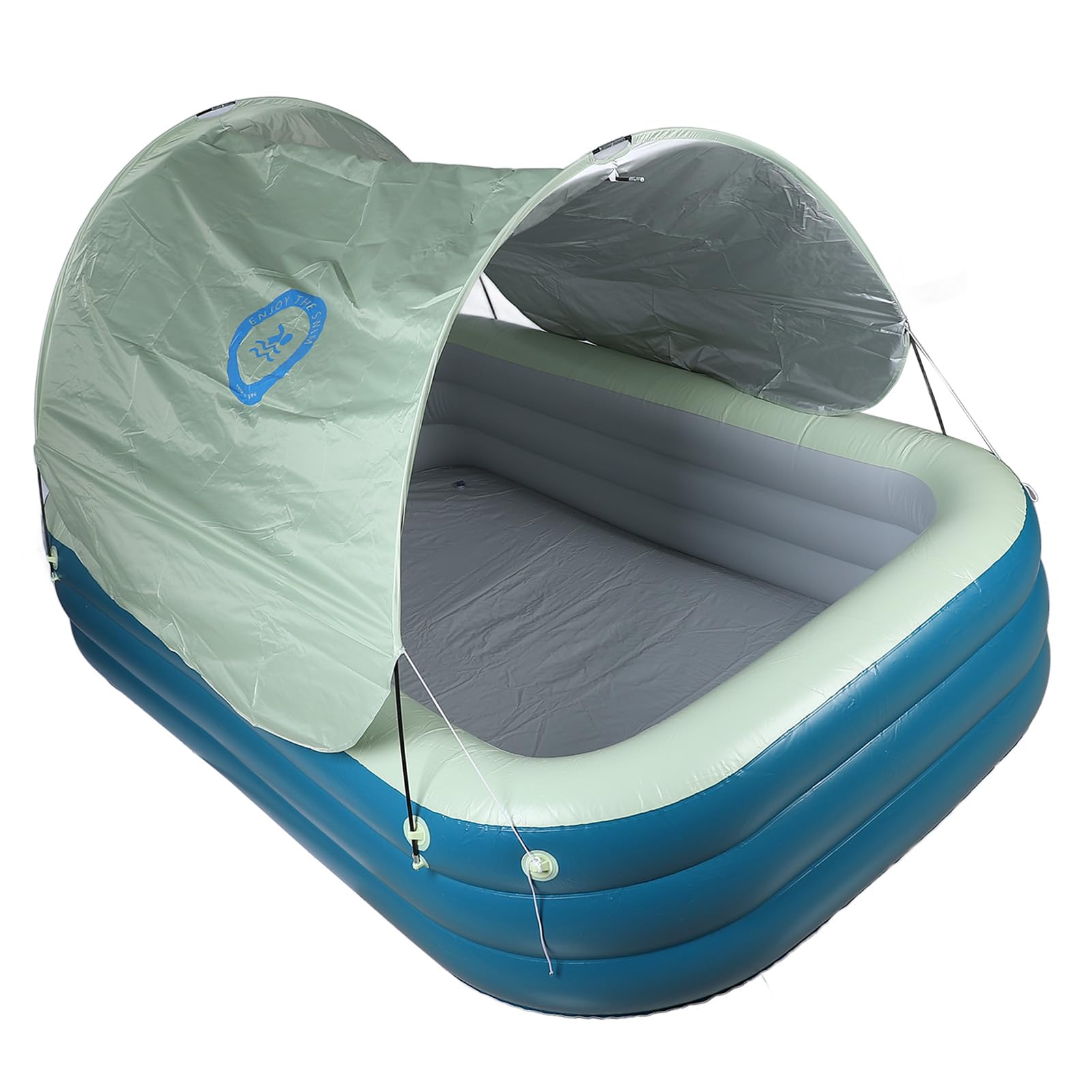 Piscina Inflable, Piscina Inflable de PVC de Gran Capacidad, con Dosel y Tobogán Acuático para Adultos, Niños, Jardín, Patio Trasero, Patio de Juegos Al Aire Libre (Green)