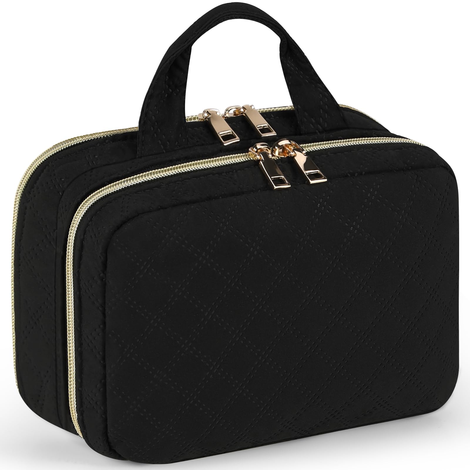 RAINSMORE Neceser Mujer Viaje Neceser Maquillaje Grande Bolsa de Aseo Mujer Impermeable Bolsa de Maquillaje Organizador Bolsa de Cosméticos Negro