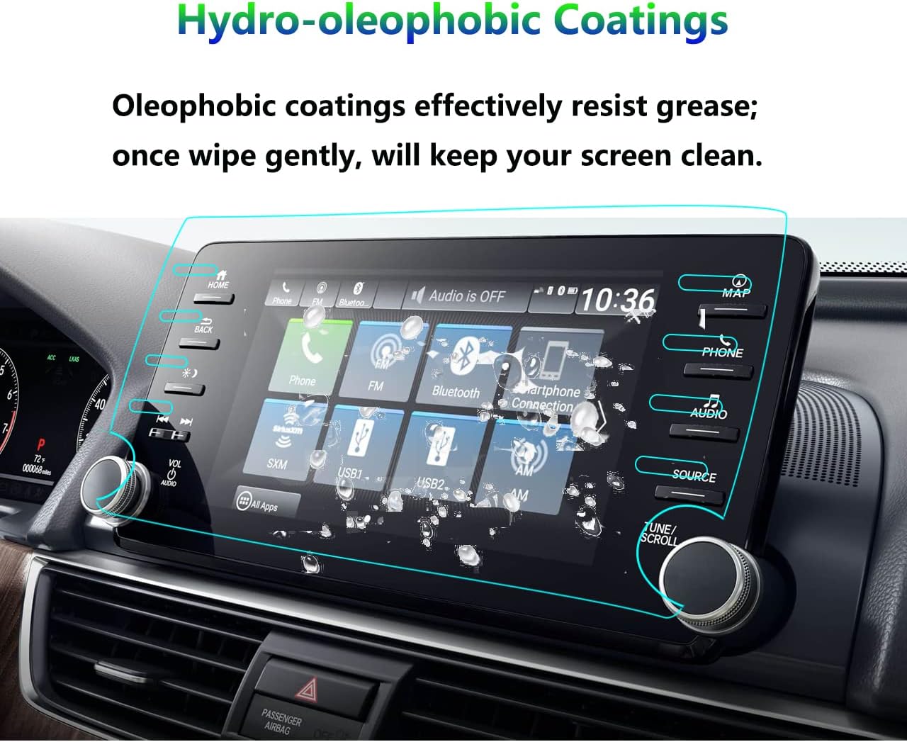 kaquwhen 10th gen accord screen protector tempered glass compatible with honda accord 2018 2019 2020 2021 2022 8%e2%80%99%e2%80%99 high clear touch sc