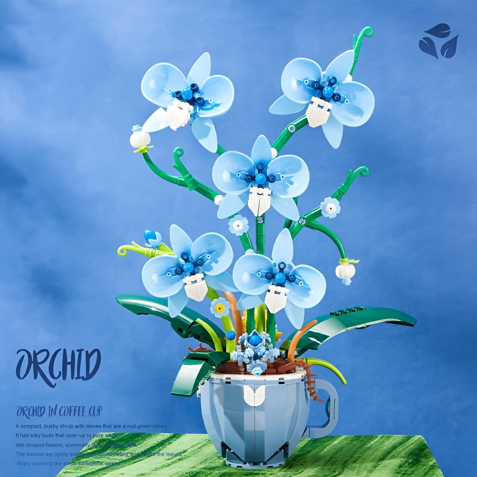 QuirkQuest Blue Orchid Coffee Cup Building Blocks Set, 567PCS Artificial Florid Bricks Models - Image 2