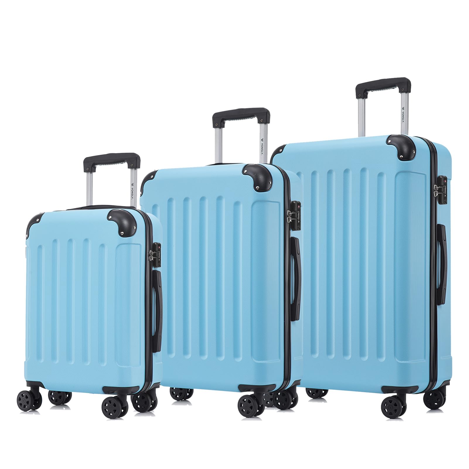 yonsly Koffer Suitcase, Trolley Reisekoffer, Rollkoffer Handgepäck mit 4 Rollen 360°, ABS Hartschalen, Sicherheitsschloss, Weicher Gummigriff, 210D-Futter