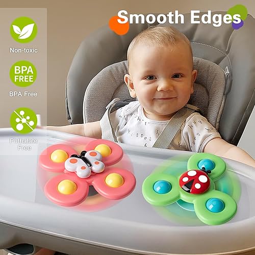 Vista 3 de 3PCS Suction Cup Spinner Toys for 1 2 Year Old Boys Spinning Toys Baby Toys 12-18 Months Sensory Toys for Toddlers 1-3 Easter Basket Stuffers Gifts