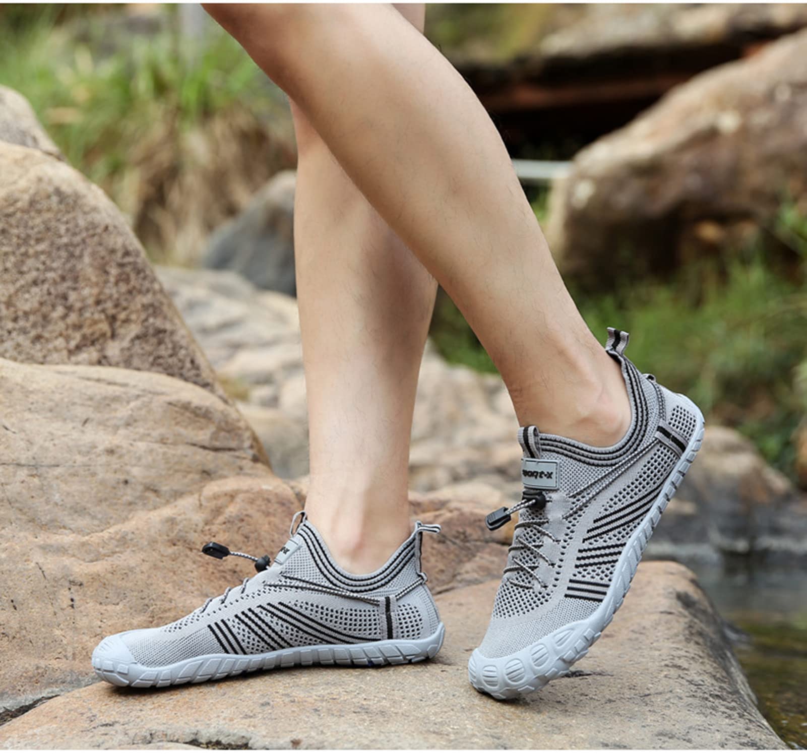 Zapatos Acuáticos para Hombres, Zapatos Descalzos para Mujeres, Zapatos De Natación En La Playa De Shanghai, Zapatos De Natación En El Agua, Zapatos De Yoga Secos Ligeros(46 EU, U-Gray)
