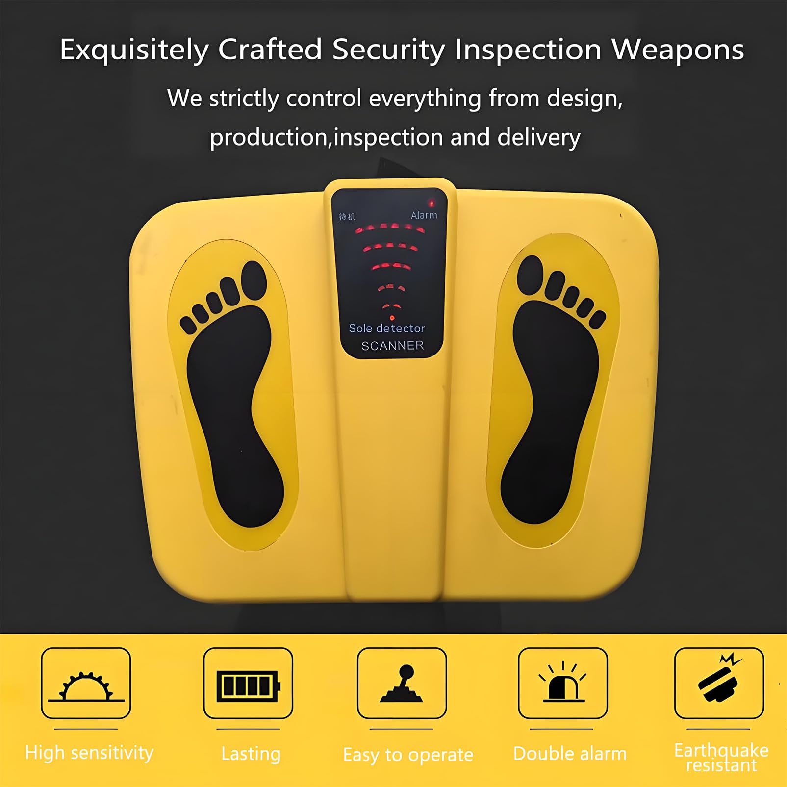 Metal detector portatile per scarpe con sensibilità 100, batteria da 10000 mAh, LED e allarme sonoro, rileva metalli nascosti in scarpe e suole, design compatto