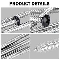 Vista 3 de QISHENG Black Head 100 PCS #4x1/4(0.25 pulgadas) Tornillos Phillips para Madera de Cabeza Redonda de Acero Inoxidable, Tornillo de Acero Inoxidable