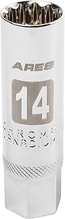 ARES 11017-14mm 3/8-inch Drive Thin Wall Magnetic Spark Plug Socket - 12-Point Design For Enhanced Grip and Fit - Walls 2mm Thinner Than Standard Spark Plug Sockets