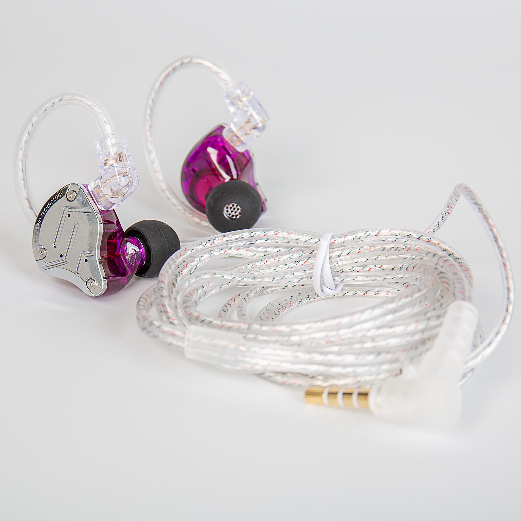 Yinyoo KZ ZS10 Pro Auricolari Ear Monitor Wired Auricolari Cuffie con Cancellazione del Rumore 4BA 1DD Hybrid Driver Auricolari con Microfoni (microfono viola)