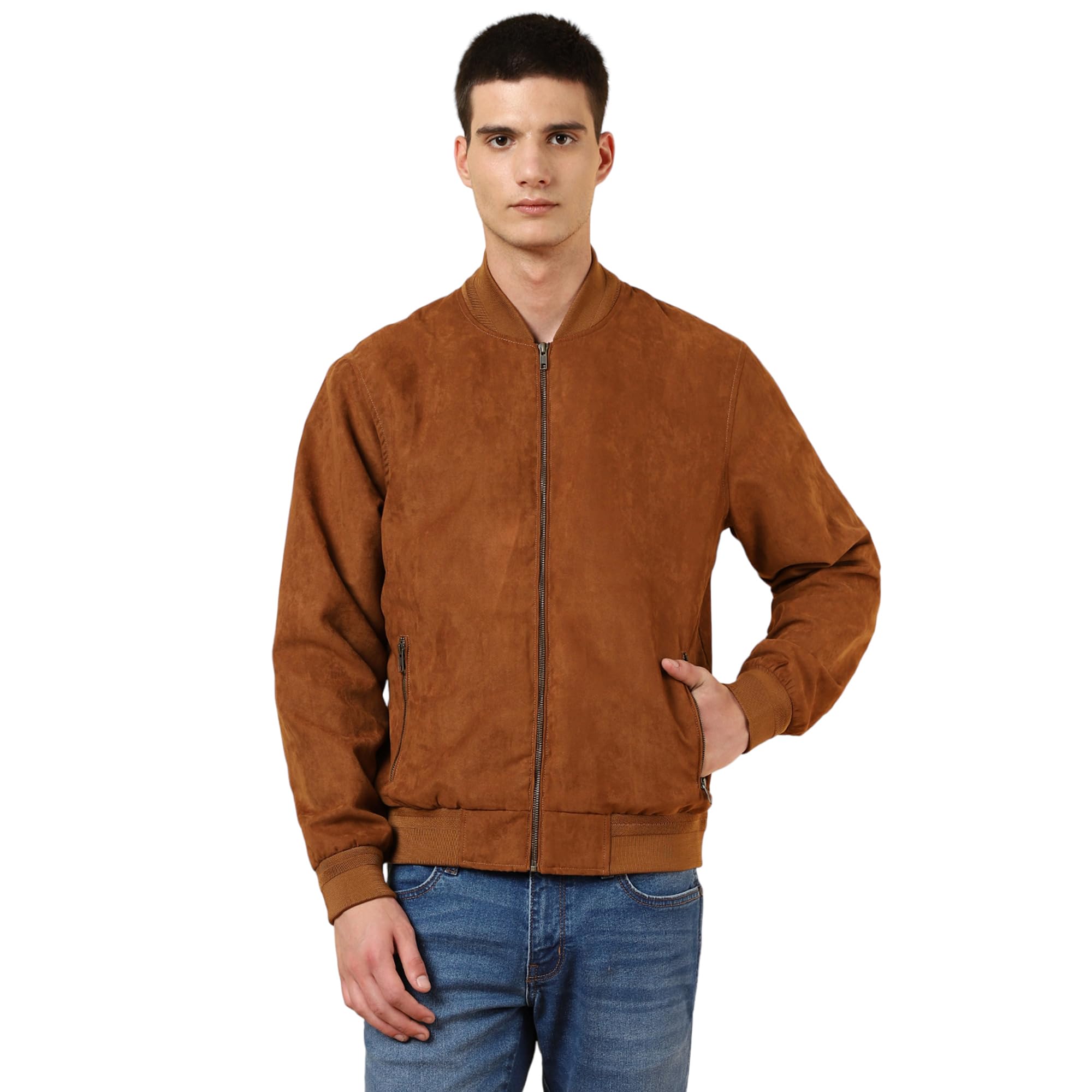 WranglerMen's Solid Brown Bomber Jacket (Regular)