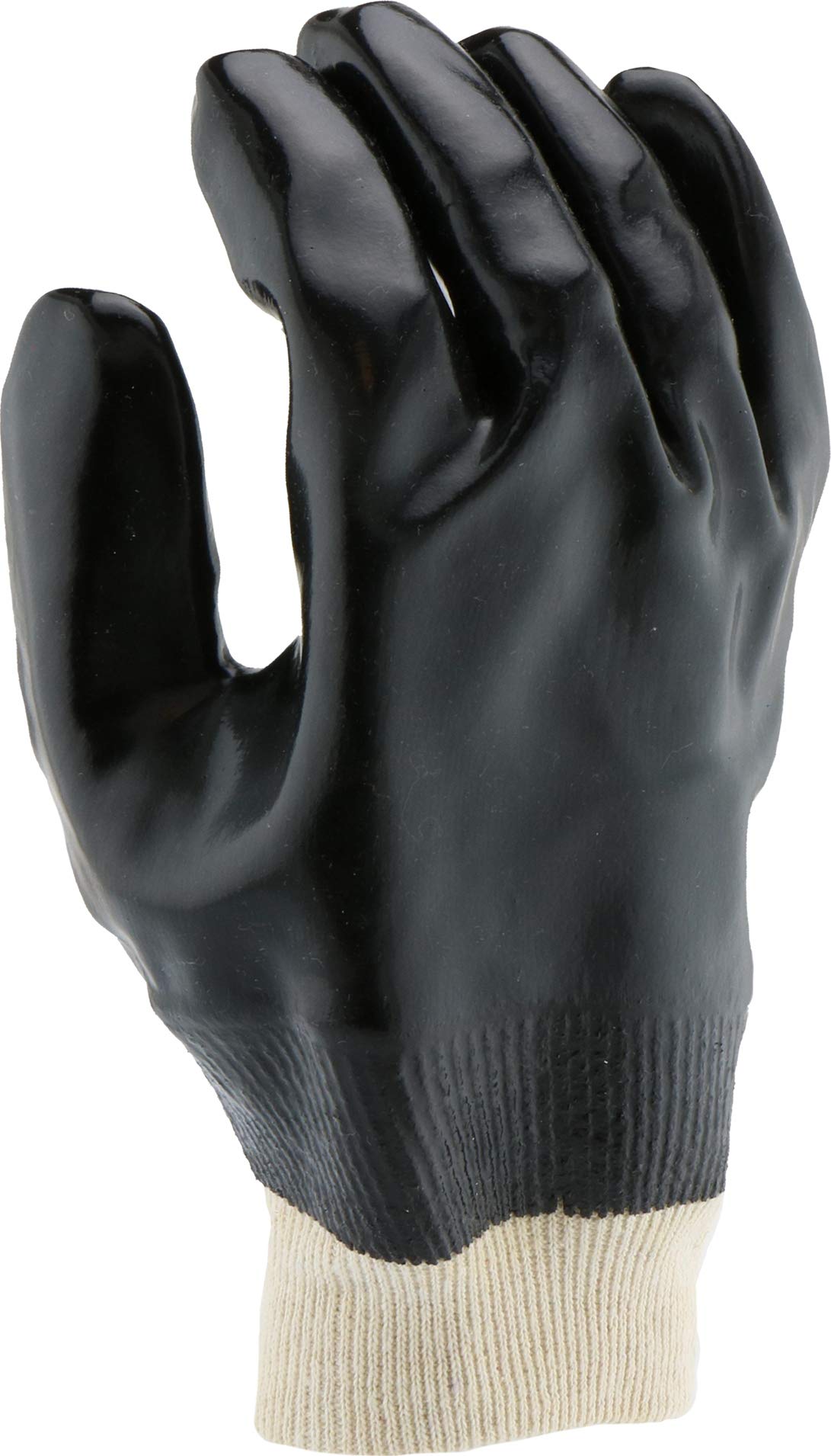 West Chester 12000 con forro de tejido revestido de PVC guante, trabajo, punto de la muñeca, 9 – 5 8 cm de largo, tamaño grande, negro (paquete de 1 par)