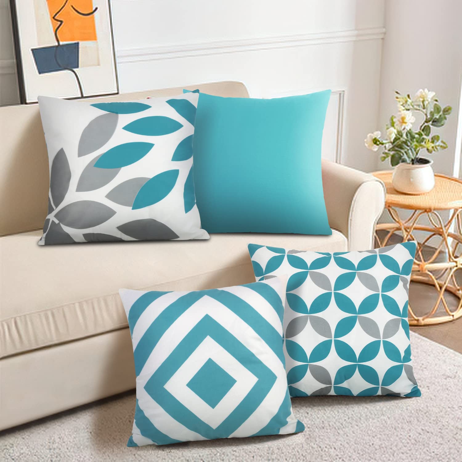 Grey Couch Teal Pillows atelieryuwa.ciao.jp