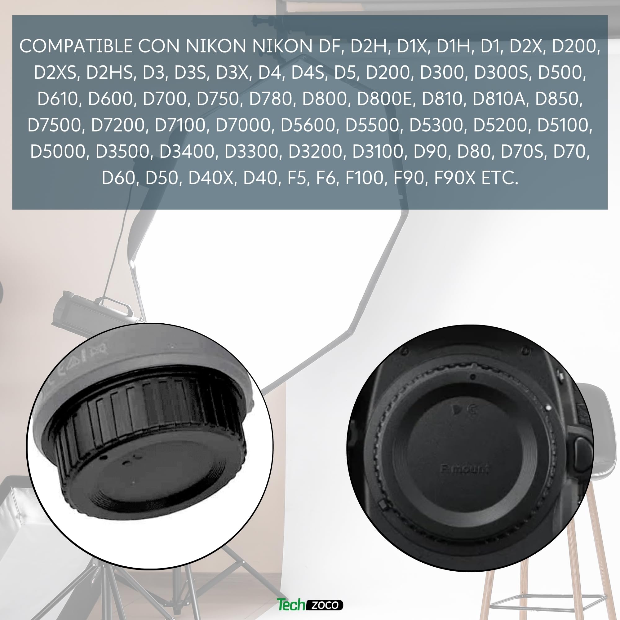 TECHZOCO Coperchio anteriore e coperchio posteriore dell'obiettivo, compatibile con Nikon D7500 D7200 D7100 D7000 D5600 D5300 D5200 D5100 D3500 D3400 D3300 D3200 D3100 D8555 0 D81 0 D800 D750 D600