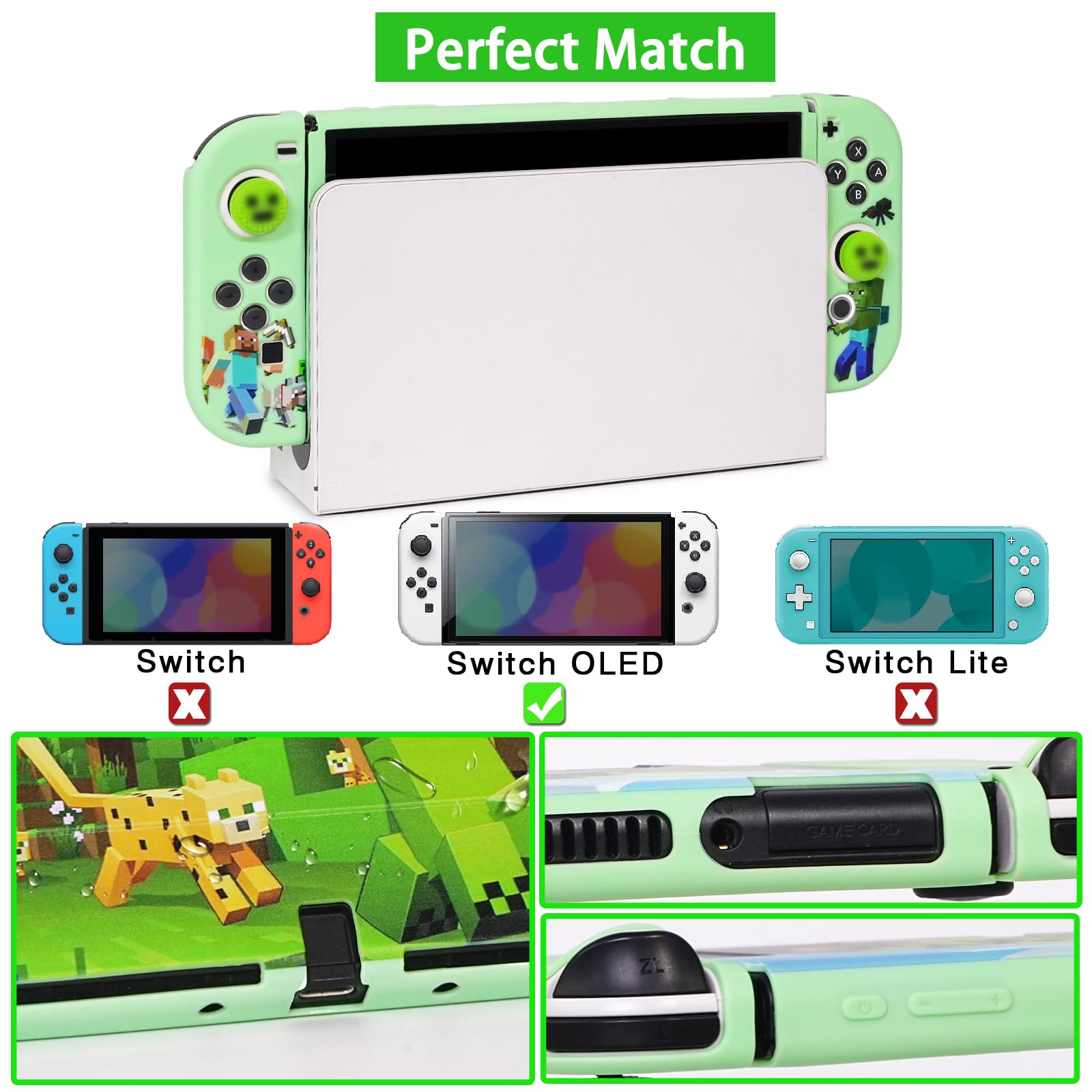 TIKOdirect Étui de transport pour Switch OLED - Étui de voyage portable avec étui de protection souple, protecteurs d'écran et capuchons pour les pouces, vert