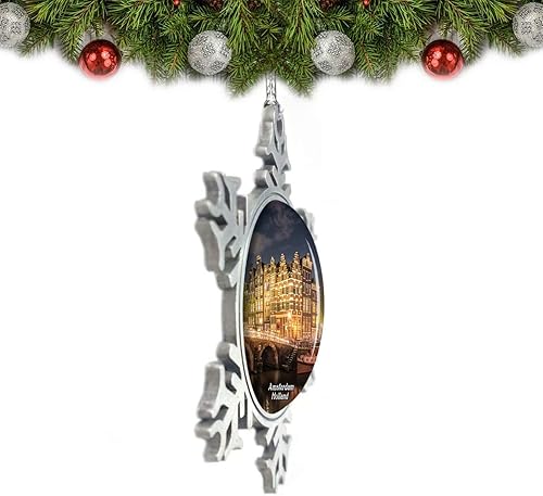 Miniatura 2 de Países Bajos Holanda Amsterdam Bridge Adorno de Navidad Decoración Árbol Decoración Cristal Metal Recuerdo Regalo