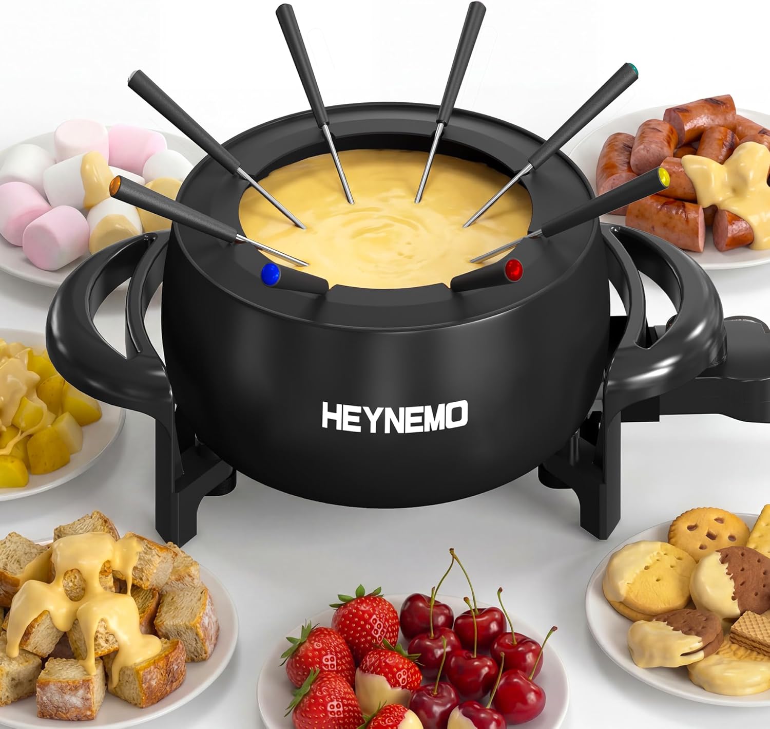 Set de Fondue Eléctrico HEYNEMO 3 Qt, 12 tazas, 8 tenedores