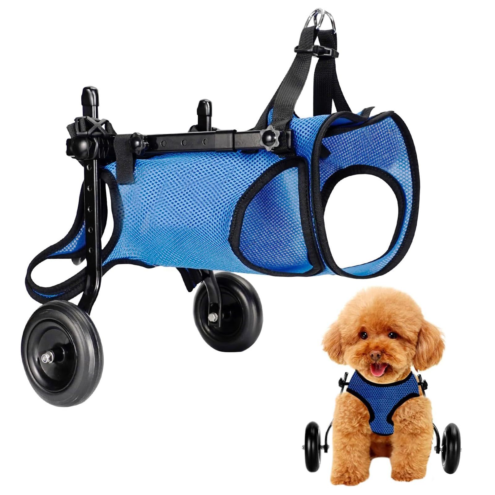 Silla de ruedas para perros medianos ideal para paseos activos y soporte azul M