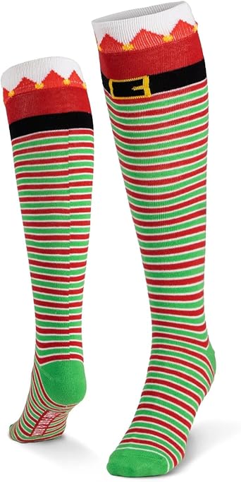 Gone For a Run Elf Socks - Christmas Knee High Socks - One Size