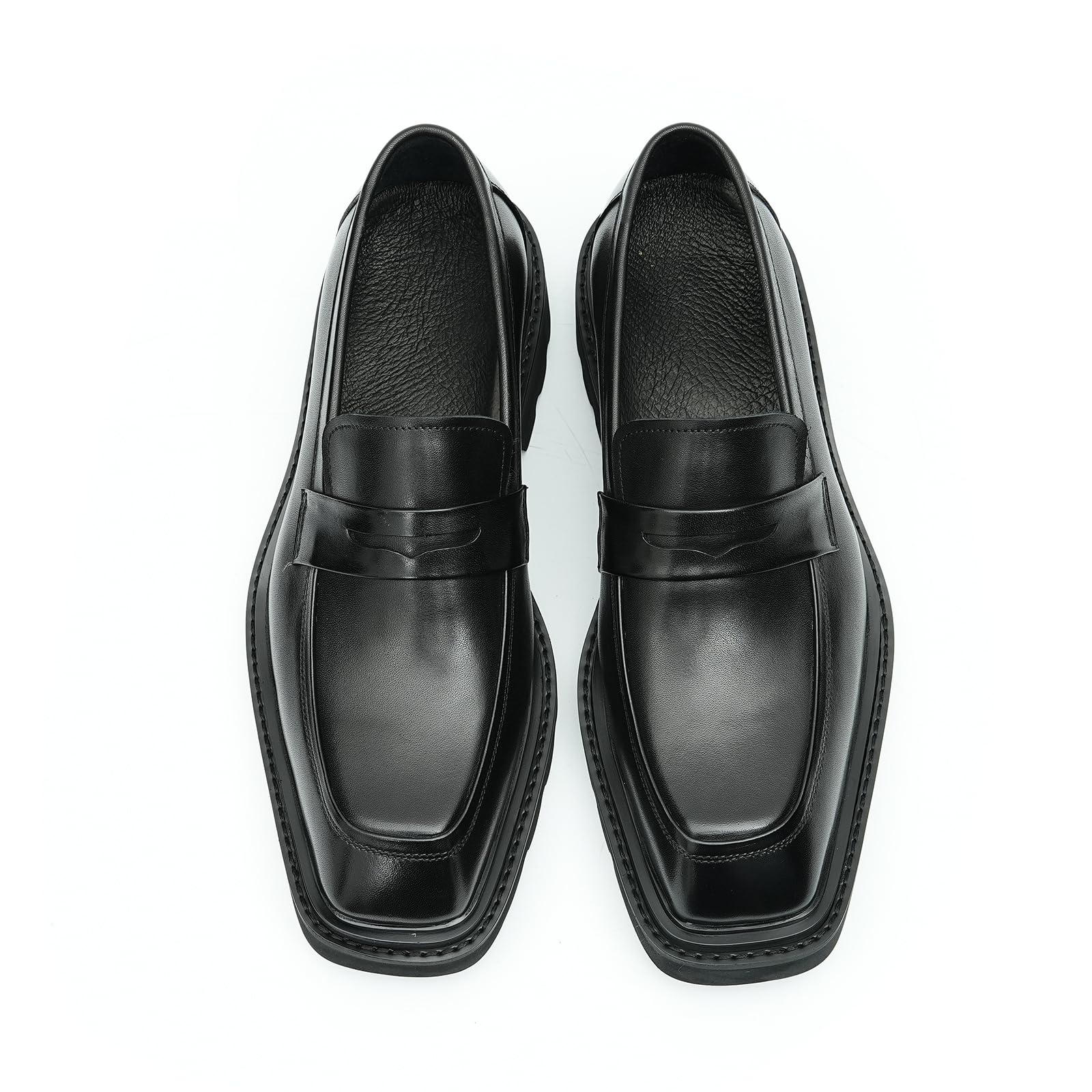 Mocassins Confortables à Semelle Epaisse pour Hommes Chaussures à Enfiler en Cuir Formel Affaires