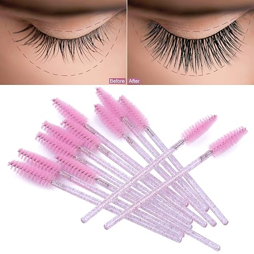 Miniatura 4 de Tbestmax 500 varitas desechables de rímel para extensión de pestañas de cejas y ojos, color rosa