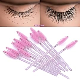Tbestmax 300 Disposable Mascara Wands Spoolies Eye Lash Brush for Eyebrow/Eyelash Extension Pink