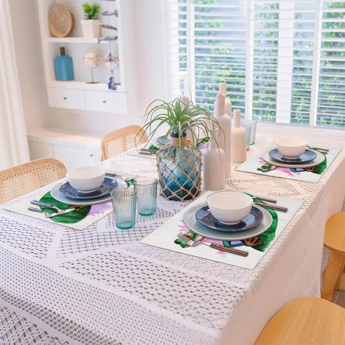 Miniatura 8 de Juego de 4 manteles individuales de decoración de ranas, lavables, impermeables, para fiestas, hogar, comedor, decoración de mesa de 18 x 12 pulgadas