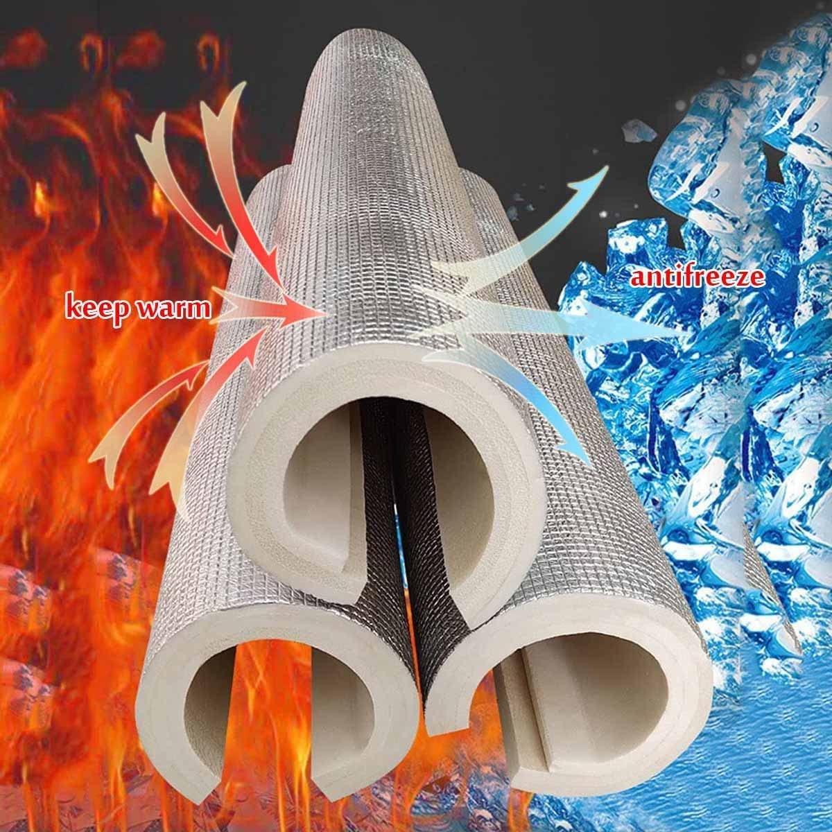 Isolation de Tuyau, Tuyau d'isolation en polyéthylène Auto-adhésif à extrémité Ouverte, Tuyau d'isolation antigel pour l'extérieur, revêtement en Feuille d'aluminium