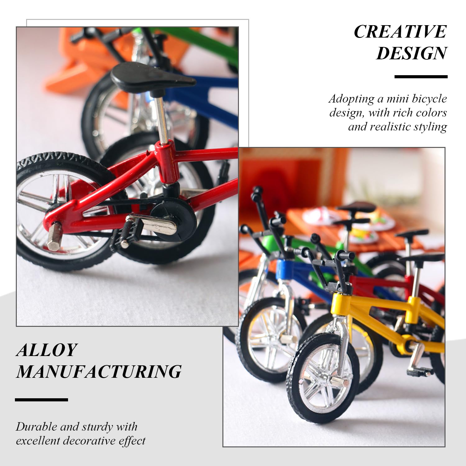 Mini Giocattolo da 6 Pezzi, Bici da Dito, Ornamenti Creativi per Bici in Metallo, Modelli di Bici di Simulazione, Piccoli Ornamenti da Tavolo