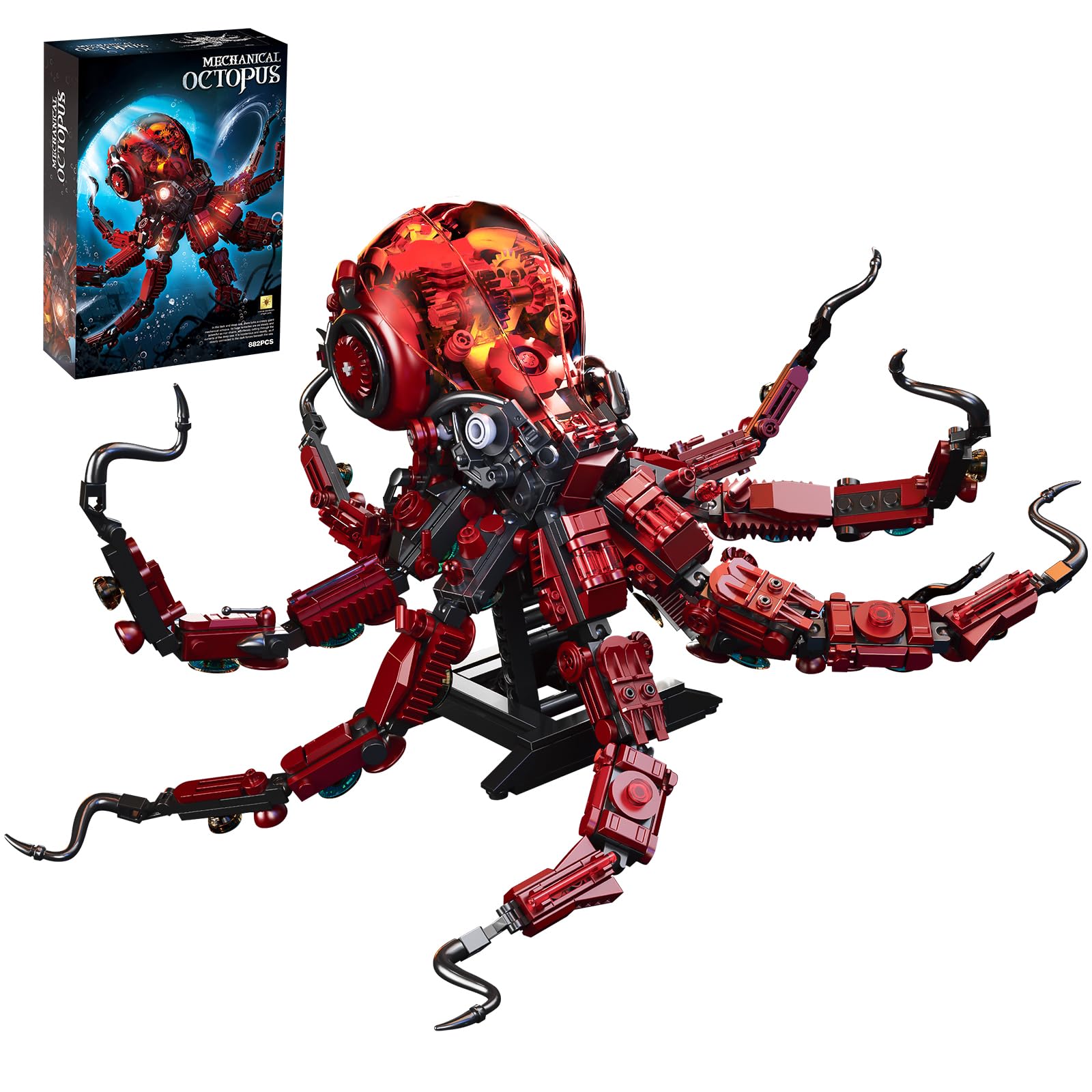 Mechanical Octopus Building Blocks Sets Ocean Animal Building Sets Gift for Adults and Teens 882 PCS