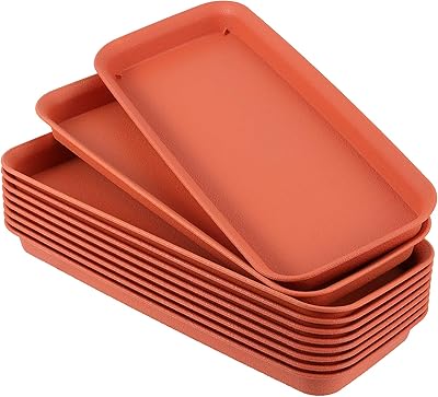 ZEONHAK 10 Pack 15.5 x 6.7 Inches Rectangular Plastic Plant Saucer Drip Trays, Strong Plastic Plant Pot Saucers, Durable Plant Tray for Indoor and Outdoor Various Plants